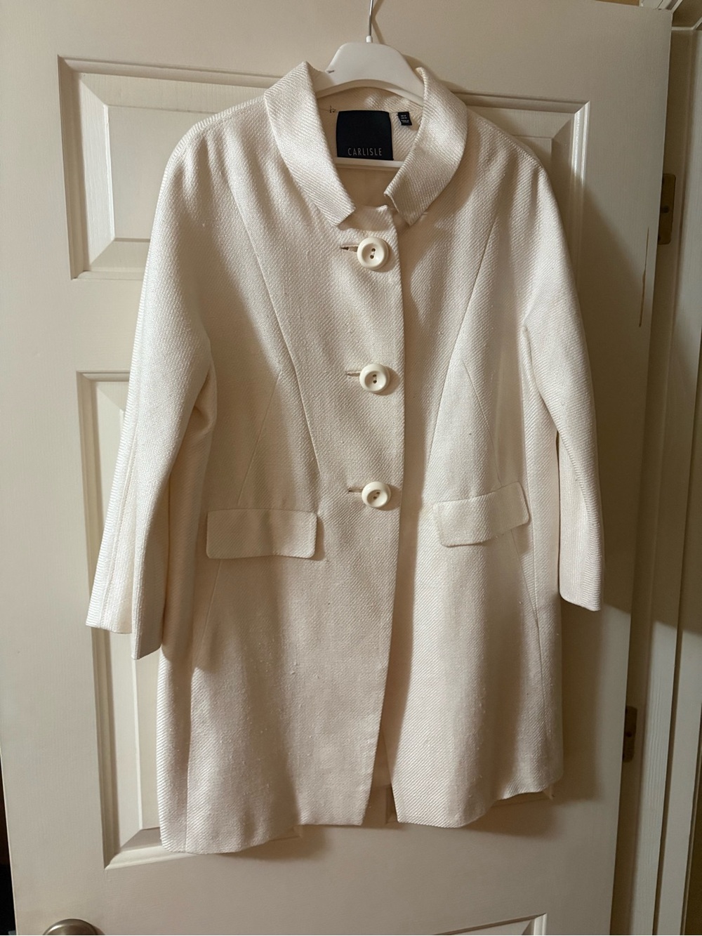 Carlisle Ivory Textured Single-Breasted Coat